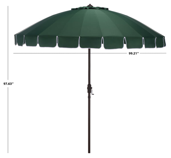 Panza 9 Ft Crank Patio Umbrella With Uv-Protective Canopy And Brown Metal Pole For Outdoor Shade