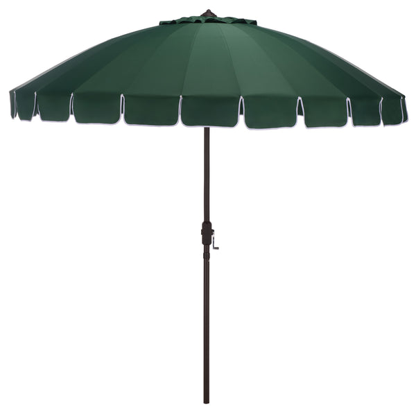 Panza 9 Ft Crank Patio Umbrella With Uv-Protective Canopy And Brown Metal Pole For Outdoor Shade