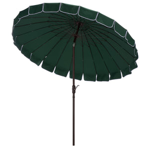 Panza 9 Ft Crank Patio Umbrella With Uv-Protective Canopy And Brown Metal Pole For Outdoor Shade