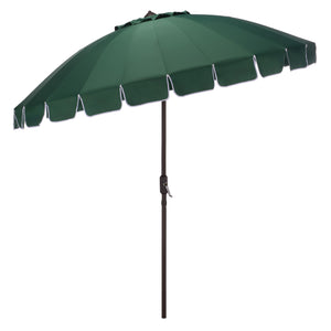 Panza 9 Ft Crank Patio Umbrella With Uv-Protective Canopy And Brown Metal Pole For Outdoor Shade