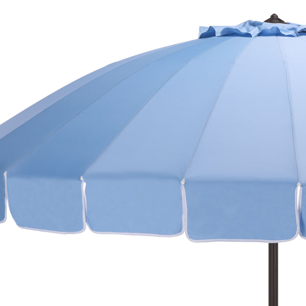 Panza 9 Ft Crank Patio Umbrella With Uv-Protective Canopy And Brown Metal Pole For Outdoor Shade