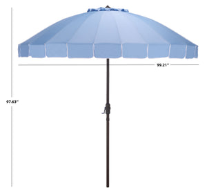 Panza 9 Ft Crank Patio Umbrella With Uv-Protective Canopy And Brown Metal Pole For Outdoor Shade