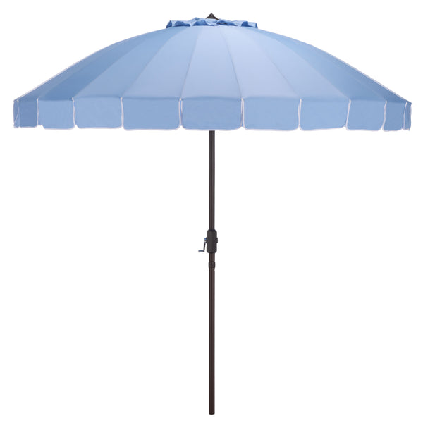 Panza 9 Ft Crank Patio Umbrella With Uv-Protective Canopy And Brown Metal Pole For Outdoor Shade