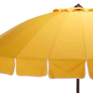 Panza 9 Ft Crank Patio Umbrella With Uv-Protective Canopy And Brown Metal Pole For Outdoor Shade