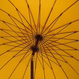 Panza 9 Ft Crank Patio Umbrella With Uv-Protective Canopy And Brown Metal Pole For Outdoor Shade
