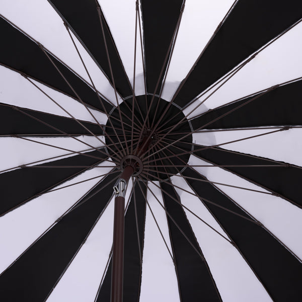Buti 9 Ft Crank Umbrella With Durable Weather-Resistant Canopy And Sturdy Brown Metal Pole For Patio Shade
