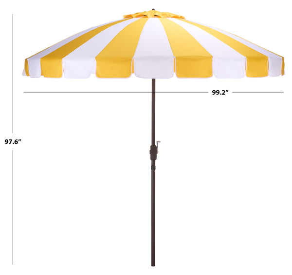 Buti 9 Ft Crank Umbrella With Durable Weather-Resistant Canopy And Sturdy Brown Metal Pole For Patio Shade