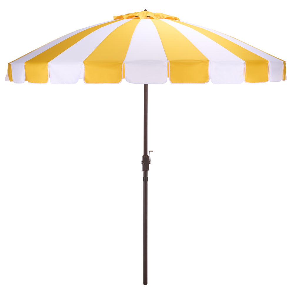 Buti 9 Ft Crank Umbrella With Durable Weather-Resistant Canopy And Sturdy Brown Metal Pole For Patio Shade
