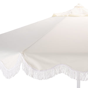 Torsa 9 Ft Crank Patio Umbrella — Elegant Neutral Canopy, Smooth Crank Operation, Durable Metal Frame