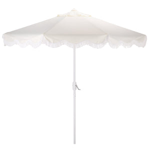Torsa 9 Ft Crank Patio Umbrella — Elegant Neutral Canopy, Smooth Crank Operation, Durable Metal Frame
