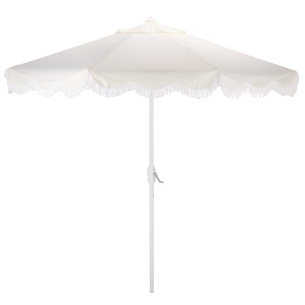 Torsa 9 Ft Crank Patio Umbrella — Elegant Neutral Canopy, Smooth Crank Operation, Durable Metal Frame
