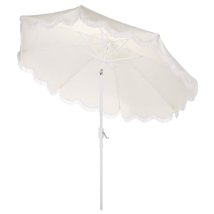 Torsa 9 Ft Crank Patio Umbrella — Elegant Neutral Canopy, Smooth Crank Operation, Durable Metal Frame