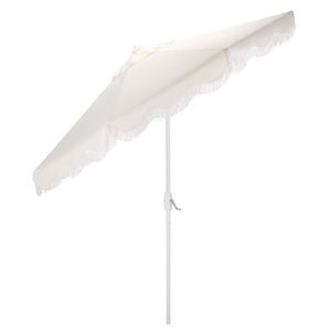 Torsa 9 Ft Crank Patio Umbrella — Elegant Neutral Canopy, Smooth Crank Operation, Durable Metal Frame