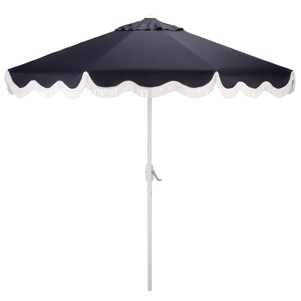 Torsa 9 Ft Crank Patio Umbrella — Elegant Neutral Canopy, Smooth Crank Operation, Durable Metal Frame