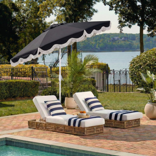 Torsa 9 Ft Crank Patio Umbrella — Elegant Neutral Canopy, Smooth Crank Operation, Durable Metal Frame