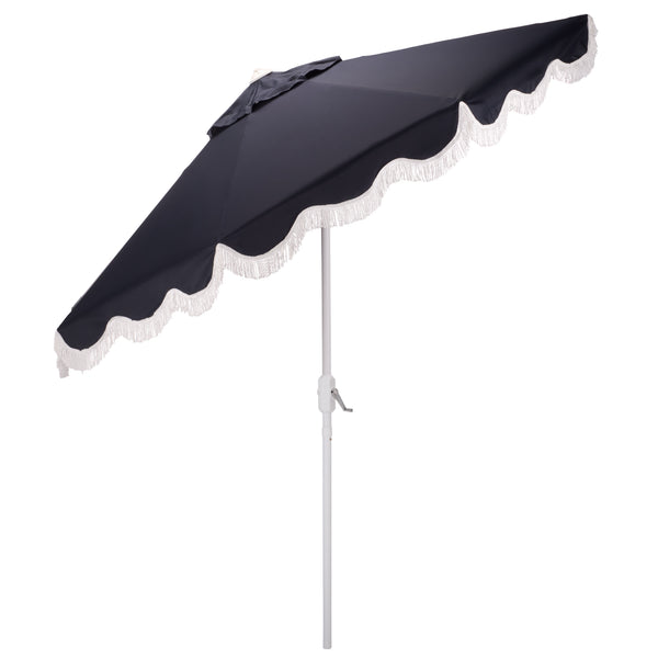 Torsa 9 Ft Crank Patio Umbrella — Elegant Neutral Canopy, Smooth Crank Operation, Durable Metal Frame