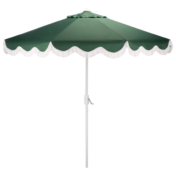 Torsa 9 Ft Crank Patio Umbrella — Elegant Neutral Canopy, Smooth Crank Operation, Durable Metal Frame