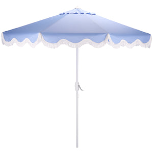 Torsa 9 Ft Crank Patio Umbrella — Elegant Neutral Canopy, Smooth Crank Operation, Durable Metal Frame