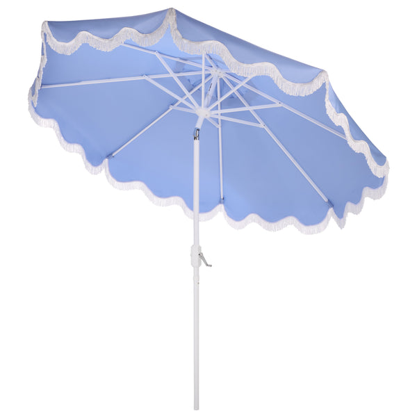 Torsa 9 Ft Crank Patio Umbrella — Elegant Neutral Canopy, Smooth Crank Operation, Durable Metal Frame