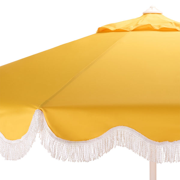 Torsa 9 Ft Crank Patio Umbrella — Elegant Neutral Canopy, Smooth Crank Operation, Durable Metal Frame