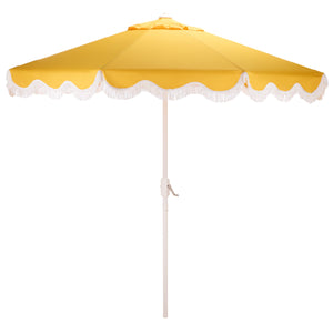 Torsa 9 Ft Crank Patio Umbrella — Elegant Neutral Canopy, Smooth Crank Operation, Durable Metal Frame