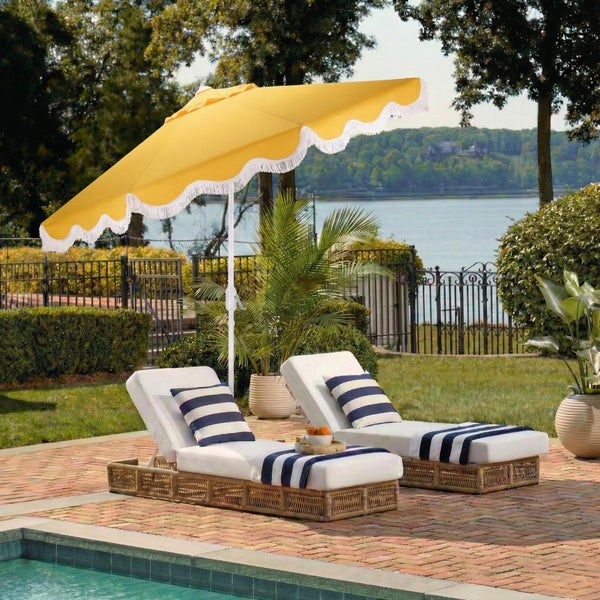 Torsa 9 Ft Crank Patio Umbrella — Elegant Neutral Canopy, Smooth Crank Operation, Durable Metal Frame