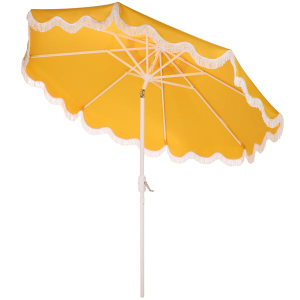 Torsa 9 Ft Crank Patio Umbrella — Elegant Neutral Canopy, Smooth Crank Operation, Durable Metal Frame