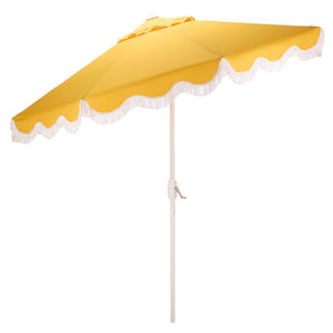 Torsa 9 Ft Crank Patio Umbrella — Elegant Neutral Canopy, Smooth Crank Operation, Durable Metal Frame