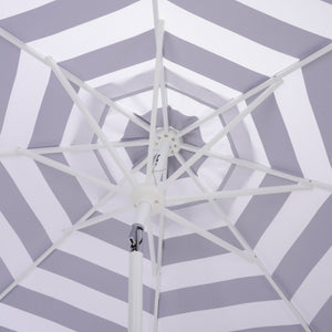 Lucerna 9 Ft Crank Umbrella With Black Stripe Canopy And White Pole — Durable Metal Frame, Smooth Operation