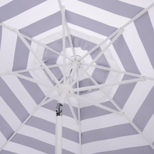 Lucerna 9 Ft Crank Umbrella With Black Stripe Canopy And White Pole — Durable Metal Frame, Smooth Operation