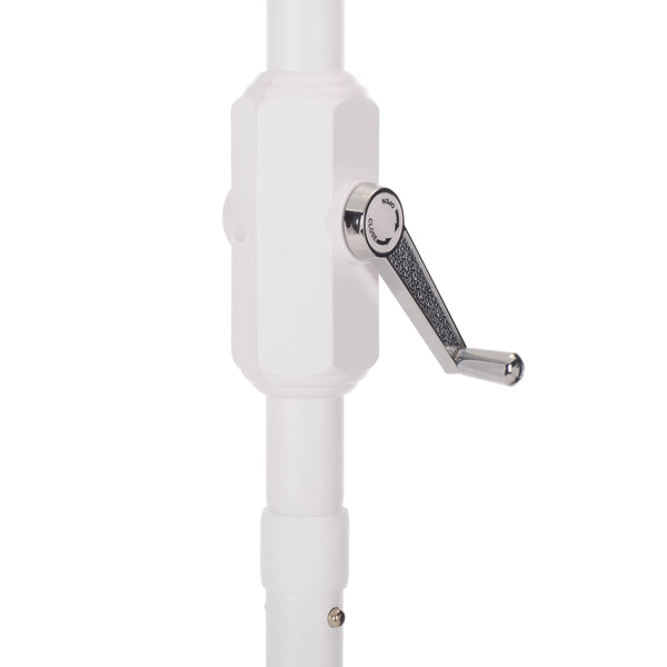 Lucerna 9 Ft Crank Umbrella With Black Stripe Canopy And White Pole — Durable Metal Frame, Smooth Operation