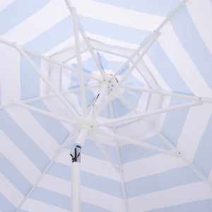 Lucerna 9 Ft Crank Umbrella With Black Stripe Canopy And White Pole — Durable Metal Frame, Smooth Operation