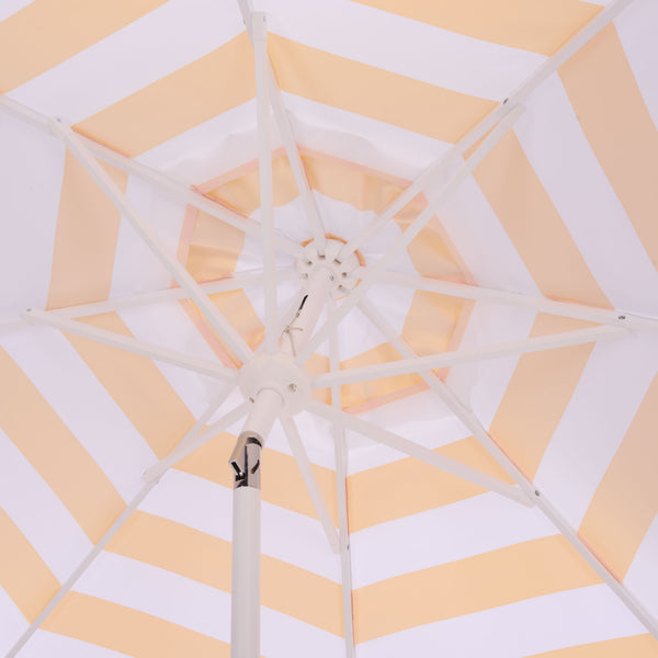 Lucerna 9 Ft Crank Umbrella With Black Stripe Canopy And White Pole — Durable Metal Frame, Smooth Operation