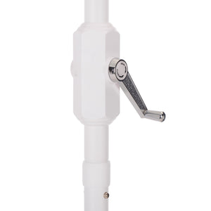 Lucerna 9 Ft Crank Umbrella With Black Stripe Canopy And White Pole — Durable Metal Frame, Smooth Operation
