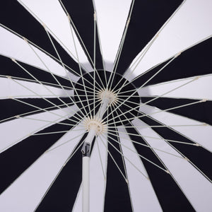 Panza 9 Ft Crank Patio Umbrella, Ivory Canopy With White Pole, Durable Metal Frame, Easy Crank Operation