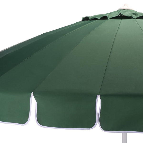 Panza 9 Ft Crank Patio Umbrella, Ivory Canopy With White Pole, Durable Metal Frame, Easy Crank Operation