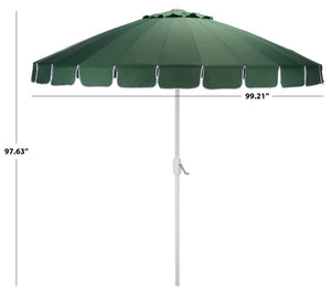 Panza 9 Ft Crank Patio Umbrella, Ivory Canopy With White Pole, Durable Metal Frame, Easy Crank Operation