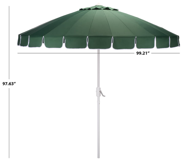 Panza 9 Ft Crank Patio Umbrella, Ivory Canopy With White Pole, Durable Metal Frame, Easy Crank Operation