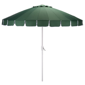 Panza 9 Ft Crank Patio Umbrella, Ivory Canopy With White Pole, Durable Metal Frame, Easy Crank Operation