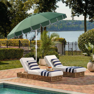 Panza 9 Ft Crank Patio Umbrella, Ivory Canopy With White Pole, Durable Metal Frame, Easy Crank Operation