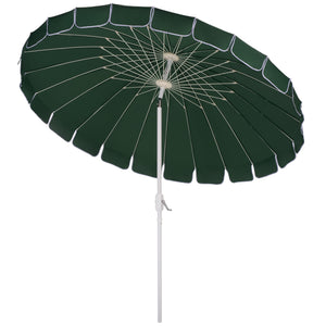 Panza 9 Ft Crank Patio Umbrella, Ivory Canopy With White Pole, Durable Metal Frame, Easy Crank Operation