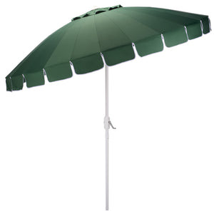 Panza 9 Ft Crank Patio Umbrella, Ivory Canopy With White Pole, Durable Metal Frame, Easy Crank Operation