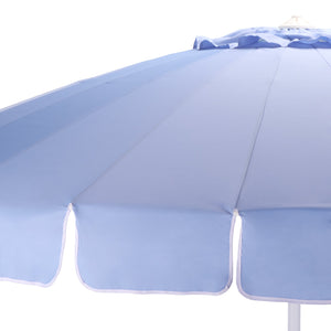 Panza 9 Ft Crank Patio Umbrella, Ivory Canopy With White Pole, Durable Metal Frame, Easy Crank Operation