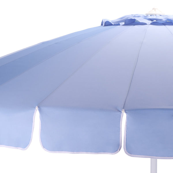 Panza 9 Ft Crank Patio Umbrella, Ivory Canopy With White Pole, Durable Metal Frame, Easy Crank Operation