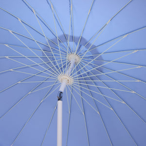 Panza 9 Ft Crank Patio Umbrella, Ivory Canopy With White Pole, Durable Metal Frame, Easy Crank Operation