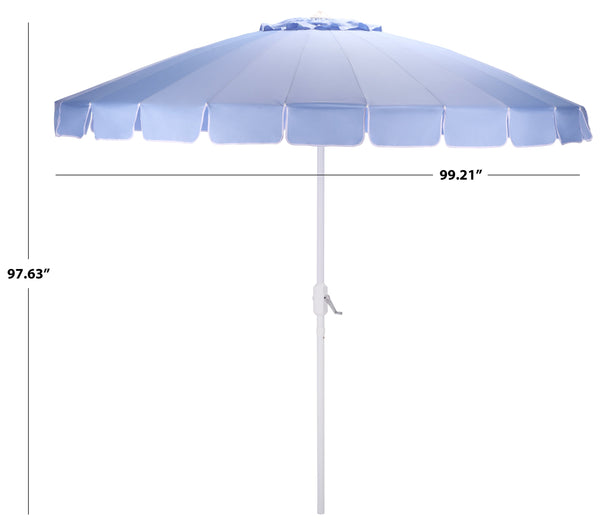 Panza 9 Ft Crank Patio Umbrella, Ivory Canopy With White Pole, Durable Metal Frame, Easy Crank Operation