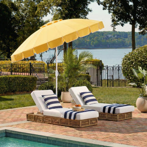 Panza 9 Ft Crank Patio Umbrella, Ivory Canopy With White Pole, Durable Metal Frame, Easy Crank Operation