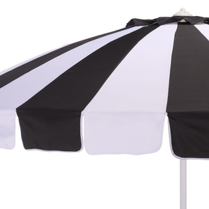 Buti 9 Ft Crank Umbrella With Black Stripe Canopy And White Pole — Durable Metal Frame, Easy Operation