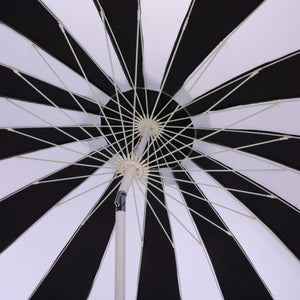 Buti 9 Ft Crank Umbrella With Black Stripe Canopy And White Pole — Durable Metal Frame, Easy Operation