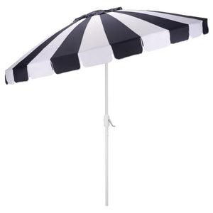 Buti 9 Ft Crank Umbrella With Black Stripe Canopy And White Pole — Durable Metal Frame, Easy Operation